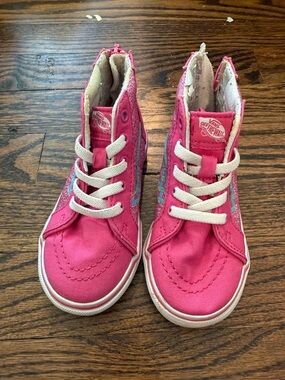 Vans Kids Bright Pink High-Top Canvas Sneakers